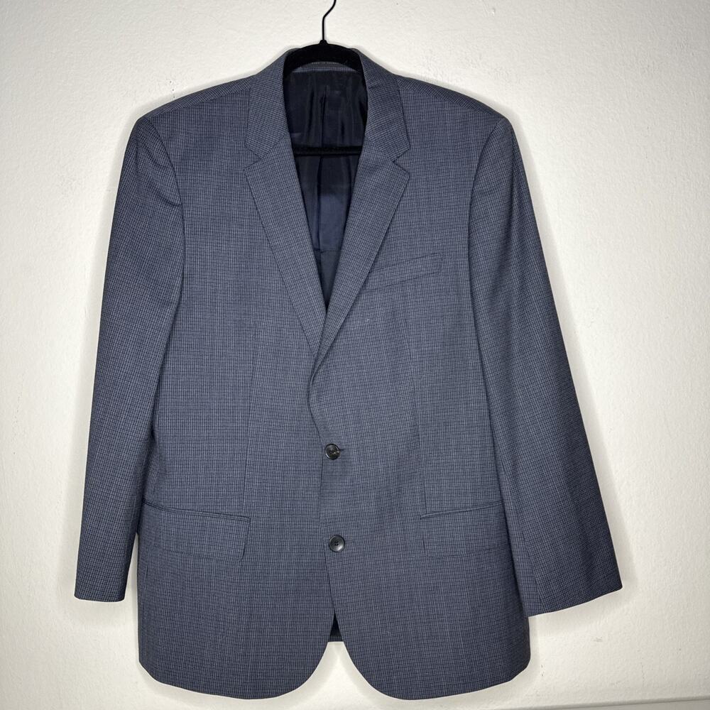 Hugo Boss Wool 42R Lanificio Tesse Super 100 Gray Plaid Blazer Sport Coat Suit - Picture 2 of 14